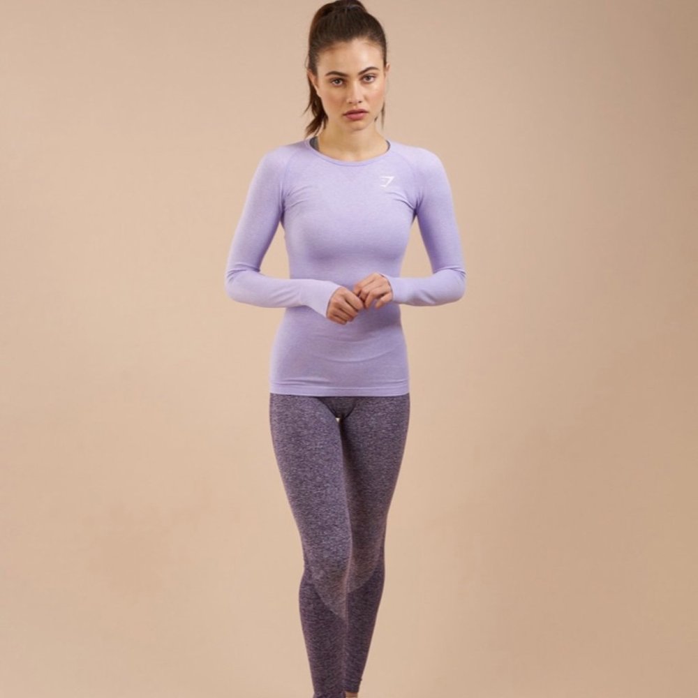 Gymshark Seamless Long Sleeve Top - Soft Lilac Marl